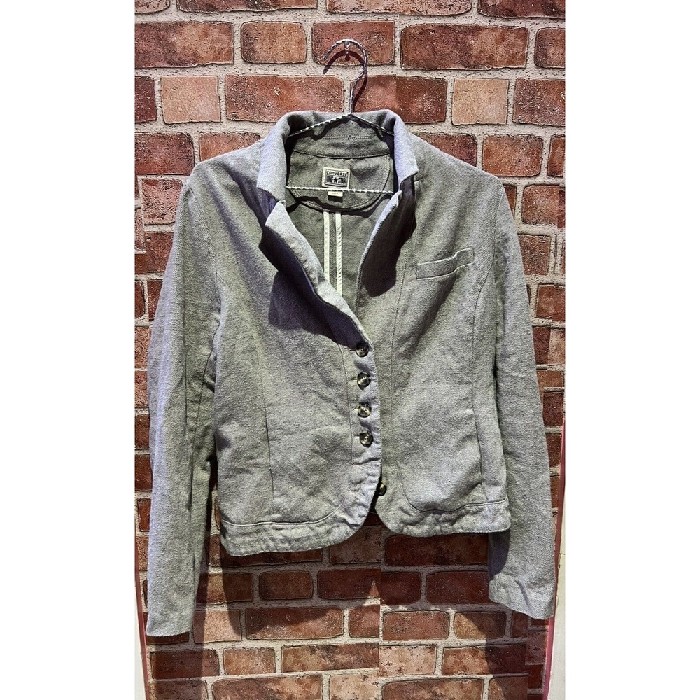 Converse One Star Womens Size XL Solid Gray Button Down Formal Suit Jacket